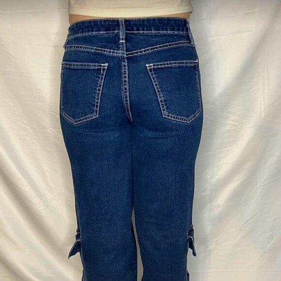 FashionNova Can't Control It Cargo Jeans - Dark Wash - Picture 4 of 8